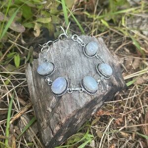 SOLD Moonstone Oval Stone Sterling Silver Bracelet B